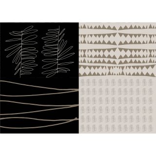 Decoupage-Papier &quot;schwarz / beige Muster 1&quot; metallic