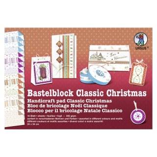 Fotokarton-Bastelblock &quot;Classic Christmas&quot;  16 Blatt
