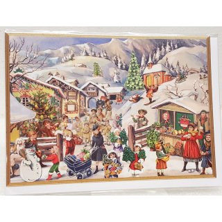 Weihnachtskarte &quot;Bergdorf im Winter&quot;