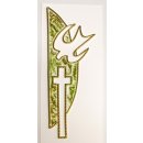 Wachsdekor "Kreuz + Taube"  grün/gold zum Kerzen Gestalten