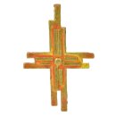 Wachsdekor "Kreuz bemalt gelb, rot, gold"