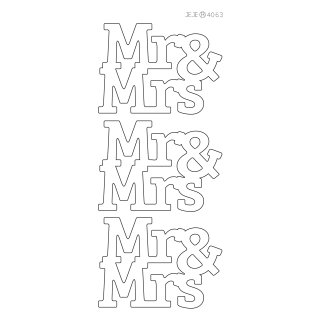 Konturensticker "Mr & Mrs" gold, 6,5 cm