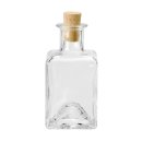 Glasflasche quadratisch, mit Korken, 200 ml
