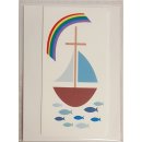 Wachsdekor "Segelboot mit Regenbogen"