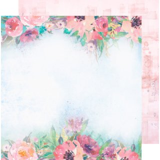 Scrapbookingpapier Out of the blue - Pink flowerets 12 x 12 13@rts