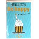 Geburtstagskarte "Geburtstag be happy" Goldprägung