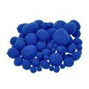 Pompons, blau, 7 - 25 mm, 75 Stk.