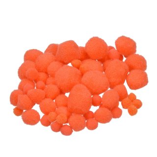 Pompons, orange, 7 - 25 mm, 75 Stk.