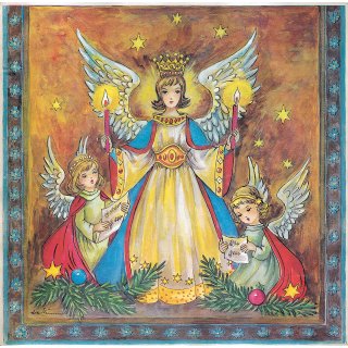 Adventskalender "Engel mit Kerze" 30 x 30 cm Lore Hummel