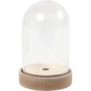 Plastikglas-Glocke auf Holzfuß, H 12,5 cm