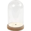Plastikglas-Glocke auf Holzfuß, H 18 cm