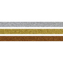 Glitter Tape 3er Set (gold, silber, kupfer), je 3m x 15 mm