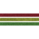 Glitter Tape 3er Set (rot, gr&uuml;n), je 3m x 15 mm