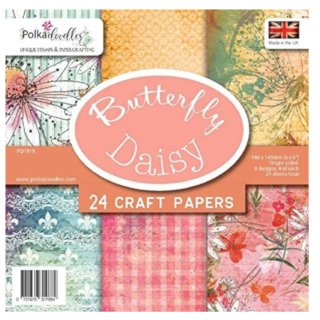 Papierset "Butterfly Daisy" (24 Blatt) 15cm / 6"