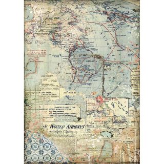 Rice Paper "Maps" A4 Stamperia