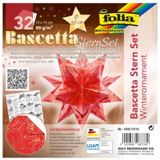 Faltblätter Bascetta Stern "Winterornament" rot 15cm 32 Blatt