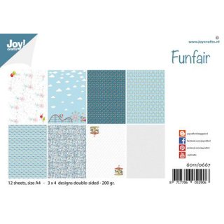 Papier Set "Funfair" A4 (12 Blatt) JoyCrafts
