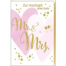 Hochzeitskarte "Mr. & Mrs." rosa / gold