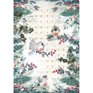 Rice Paper "Romantic Christmas - Birds" A4 Stamperia