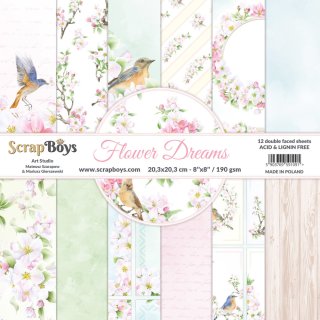 Scrapbookingpapier "Flower Dreams" 8 x 8" ScrapBoys (12 Blatt)