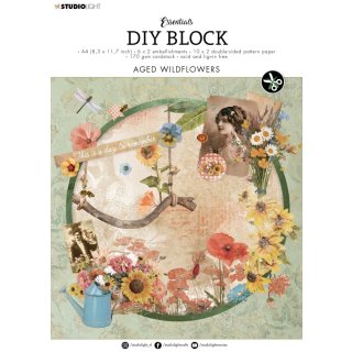 DIY Block &quot;Aged Wildflowers nr.45&quot; A4