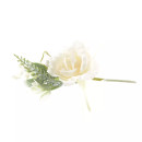 Deko-Rose mit Schleife, 19 cm, creme