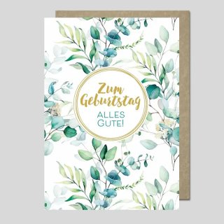 Geburtstagskarte "Blätter & Blüten" Serie AQUARELLE