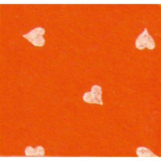 Bastelfilz "Herzen" 30 x 40 cm, 1 mm orange / weiß