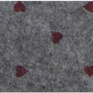 Bastelfilz "Herzen" 30 x 40 cm, 1 mm grau melange / rot