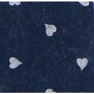 Bastelfilz "Herzen" 30 x 40 cm, 1 mm blau melange / weiß